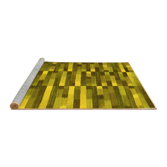 Sideview of Machine Washable Abstract Yellow Contemporary Rug, wshcon1221yw