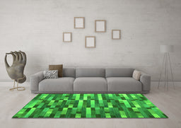 Machine Washable Abstract Green Contemporary Area Rugs in a Living Room,, wshcon1221grn