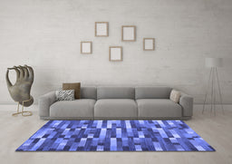 Machine Washable Abstract Blue Contemporary Rug in a Living Room, wshcon1221blu