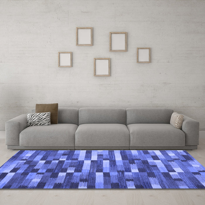 Machine Washable Abstract Blue Contemporary Rug in a Living Room, wshcon1221blu