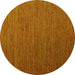 Round Abstract Yellow Contemporary Rug, con1222yw