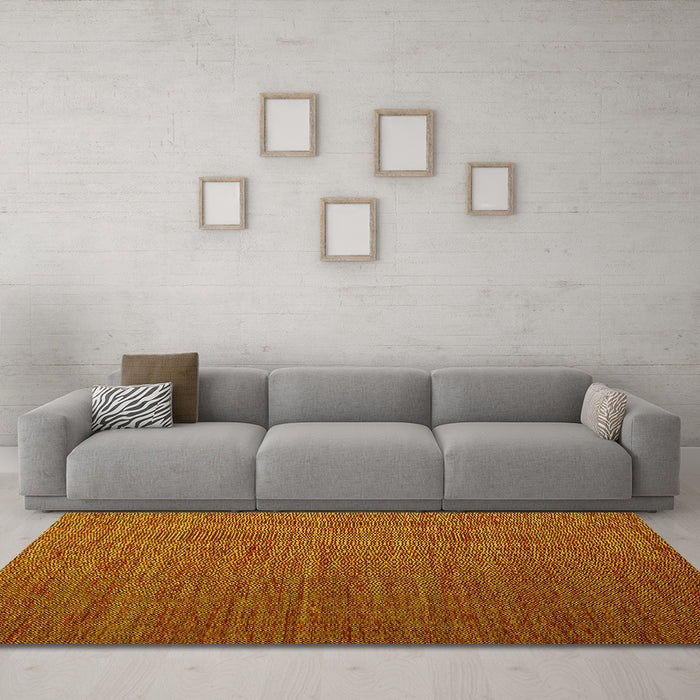 Machine Washable Abstract Yellow Contemporary Rug in a Living Room, wshcon1222yw