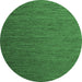 Round Machine Washable Abstract Emerald Green Contemporary Area Rugs, wshcon1222emgrn