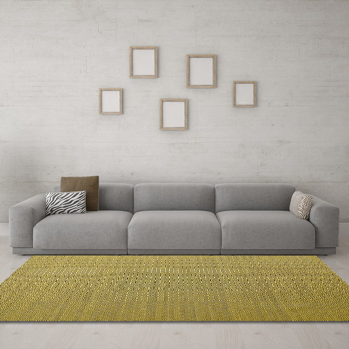 Machine Washable Abstract Yellow Contemporary Rug in a Living Room, wshcon1223yw