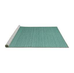 Sideview of Machine Washable Abstract Turquoise Contemporary Area Rugs, wshcon1223turq