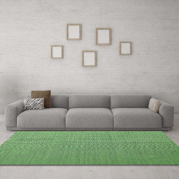 Machine Washable Abstract Green Contemporary Area Rugs in a Living Room,, wshcon1223grn
