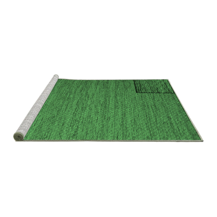 Sideview of Machine Washable Abstract Emerald Green Contemporary Area Rugs, wshcon1224emgrn