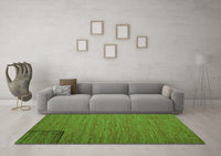 Machine Washable Abstract Green Contemporary Rug, wshcon1224grn