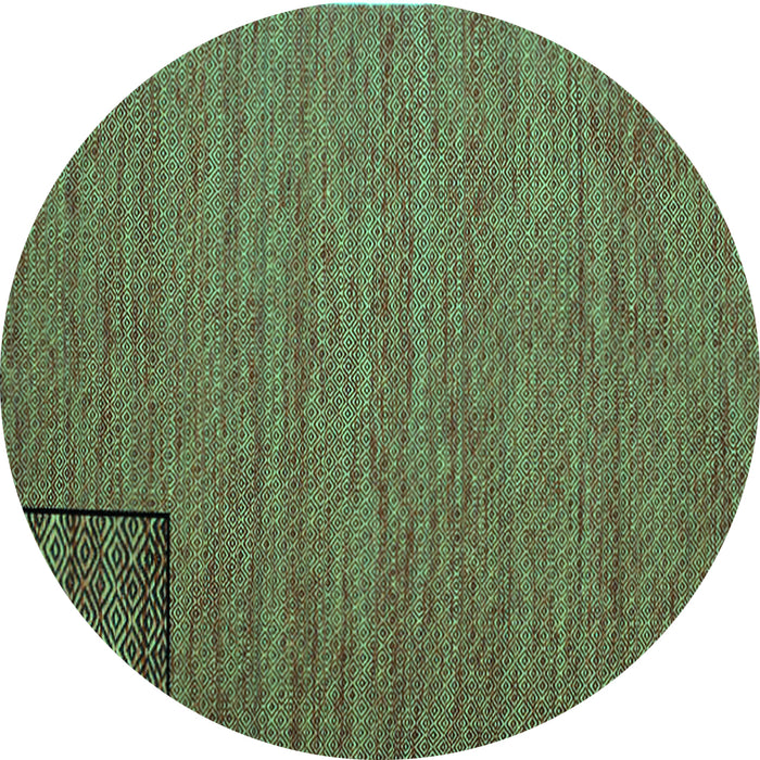 Round Machine Washable Abstract Turquoise Contemporary Area Rugs, wshcon1224turq