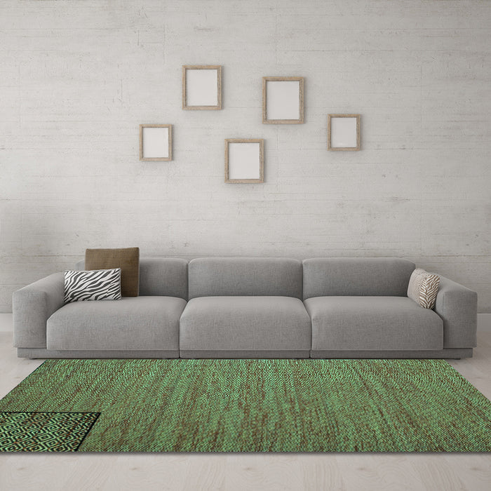 Machine Washable Abstract Turquoise Contemporary Area Rugs in a Living Room,, wshcon1224turq