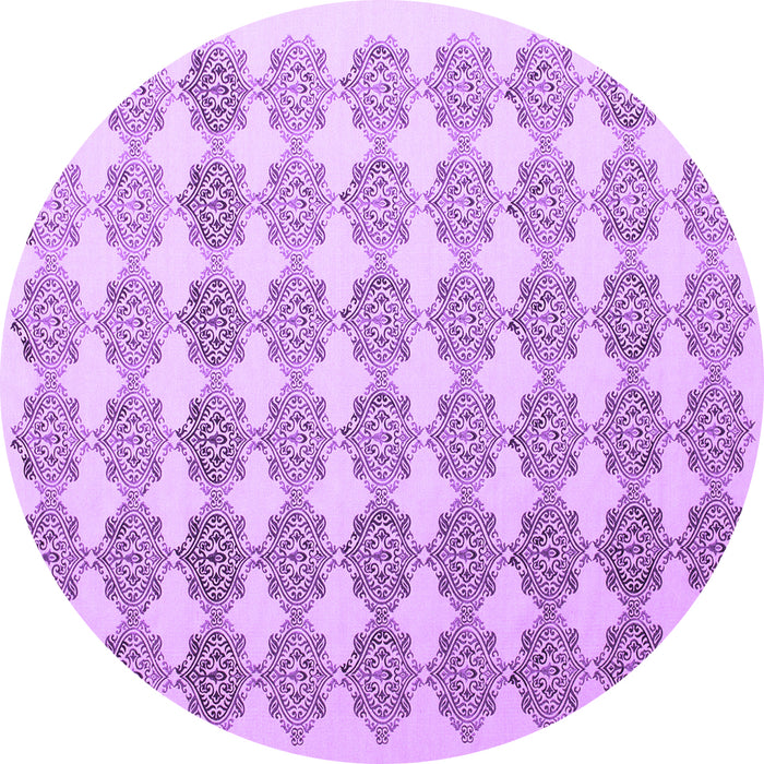 Round Abstract Purple Contemporary Rug, con1225pur