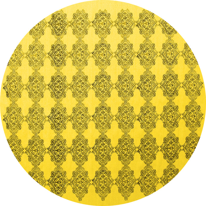 Round Abstract Yellow Contemporary Rug, con1225yw