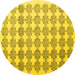 Round Abstract Yellow Contemporary Rug, con1225yw