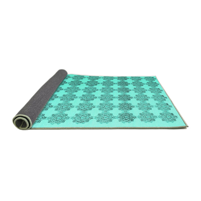 Sideview of Abstract Turquoise Contemporary Rug, con1225turq
