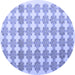 Round Abstract Blue Contemporary Rug, con1225blu