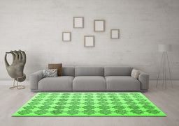 Machine Washable Abstract Green Contemporary Area Rugs in a Living Room,, wshcon1225grn