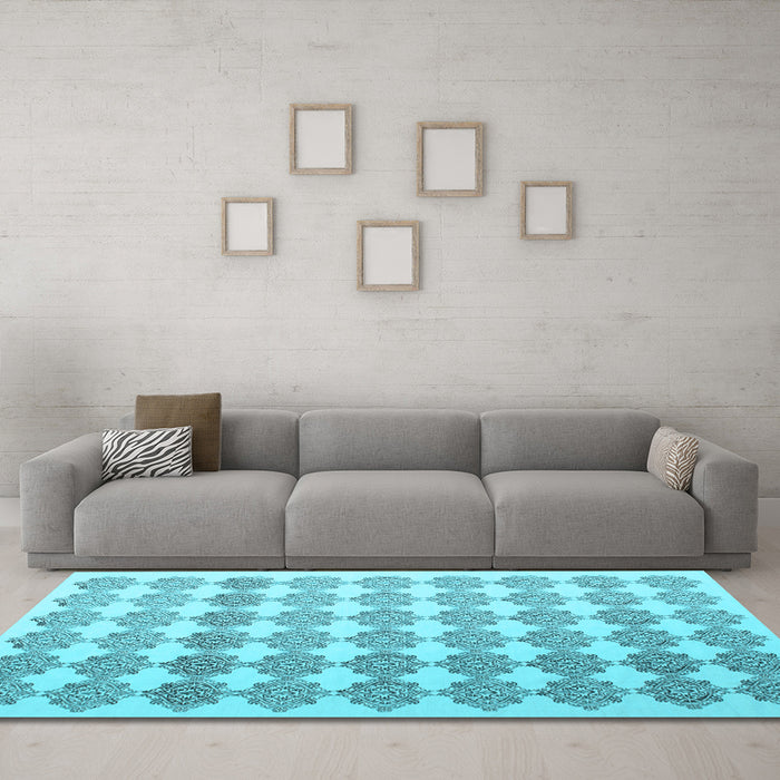 Machine Washable Abstract Light Blue Contemporary Rug in a Living Room, wshcon1225lblu