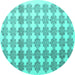 Round Machine Washable Abstract Turquoise Contemporary Area Rugs, wshcon1225turq