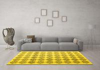 Machine Washable Abstract Yellow Contemporary Rug, wshcon1225yw