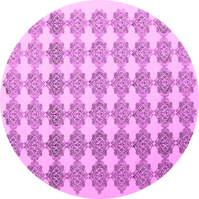 Round Abstract Pink Contemporary Rug, con1225pnk
