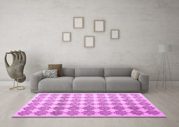 Machine Washable Abstract Pink Contemporary Rug in a Living Room, wshcon1225pnk
