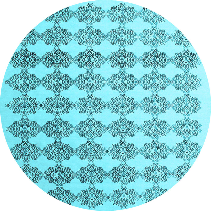 Round Abstract Light Blue Contemporary Rug, con1225lblu