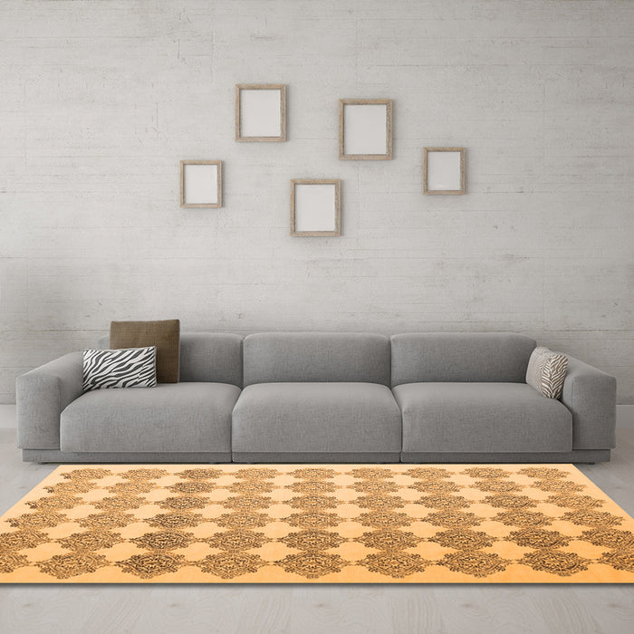 Machine Washable Abstract Orange Contemporary Area Rugs in a Living Room, wshcon1225org