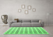 Machine Washable Abstract Emerald Green Contemporary Area Rugs in a Living Room,, wshcon1225emgrn