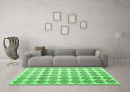 Machine Washable Abstract Emerald Green Contemporary Area Rugs in a Living Room,, wshcon1225emgrn