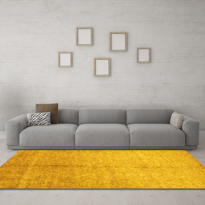 Machine Washable Abstract Yellow Contemporary Rug in a Living Room, wshcon1226yw