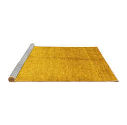 Sideview of Machine Washable Abstract Yellow Contemporary Rug, wshcon1226yw