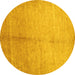 Round Abstract Yellow Contemporary Rug, con1226yw