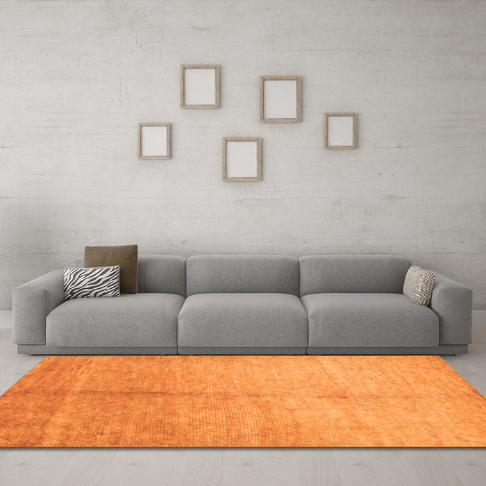 Machine Washable Abstract Orange Contemporary Area Rugs in a Living Room, wshcon1226org