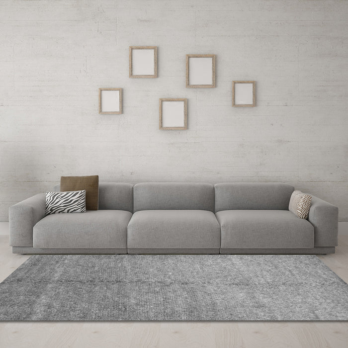 Machine Washable Abstract Gray Contemporary Rug in a Living Room,, wshcon1226gry