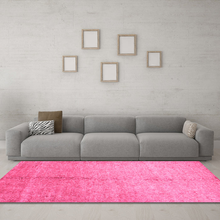Machine Washable Abstract Pink Contemporary Rug in a Living Room, wshcon1226pnk