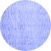 Round Abstract Blue Contemporary Rug, con1227blu