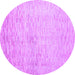 Round Abstract Purple Contemporary Rug, con1227pur