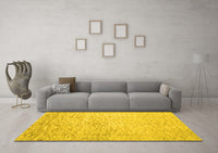 Machine Washable Abstract Yellow Contemporary Rug, wshcon1227yw