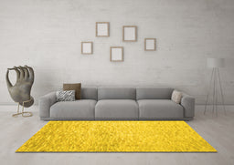 Machine Washable Abstract Yellow Contemporary Rug in a Living Room, wshcon1227yw