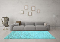 Machine Washable Abstract Light Blue Contemporary Rug, wshcon1227lblu