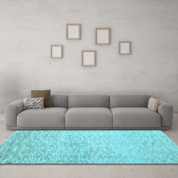 Machine Washable Abstract Light Blue Contemporary Rug in a Living Room, wshcon1227lblu