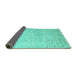 Sideview of Abstract Turquoise Contemporary Rug, con1227turq