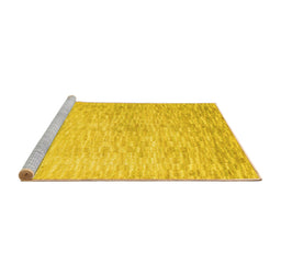 Sideview of Machine Washable Abstract Yellow Contemporary Rug, wshcon1227yw