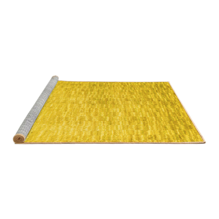Sideview of Machine Washable Abstract Yellow Contemporary Rug, wshcon1227yw