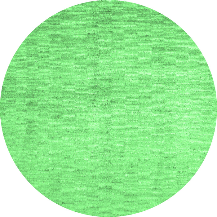 Round Machine Washable Abstract Emerald Green Contemporary Area Rugs, wshcon1227emgrn