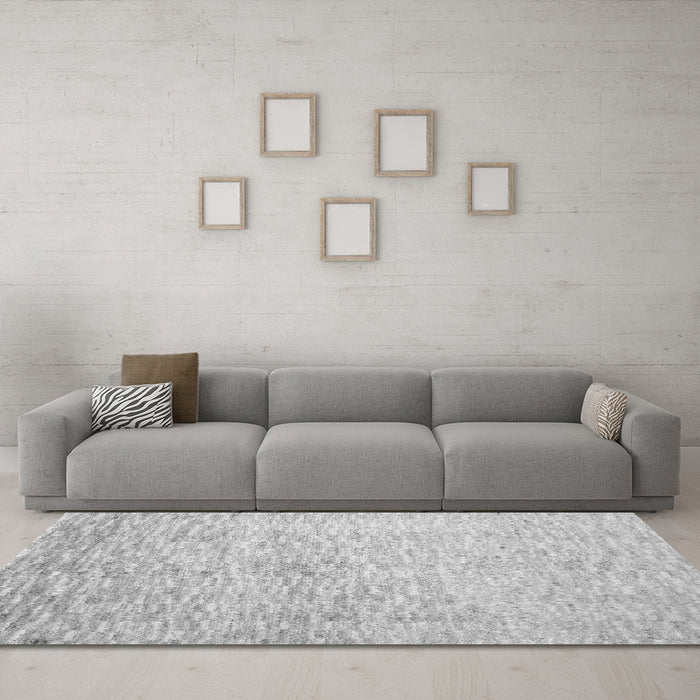 Machine Washable Abstract Gray Contemporary Rug in a Living Room,, wshcon1227gry