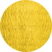 Round Abstract Yellow Contemporary Rug, con1227yw