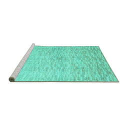 Sideview of Machine Washable Abstract Turquoise Contemporary Area Rugs, wshcon1227turq