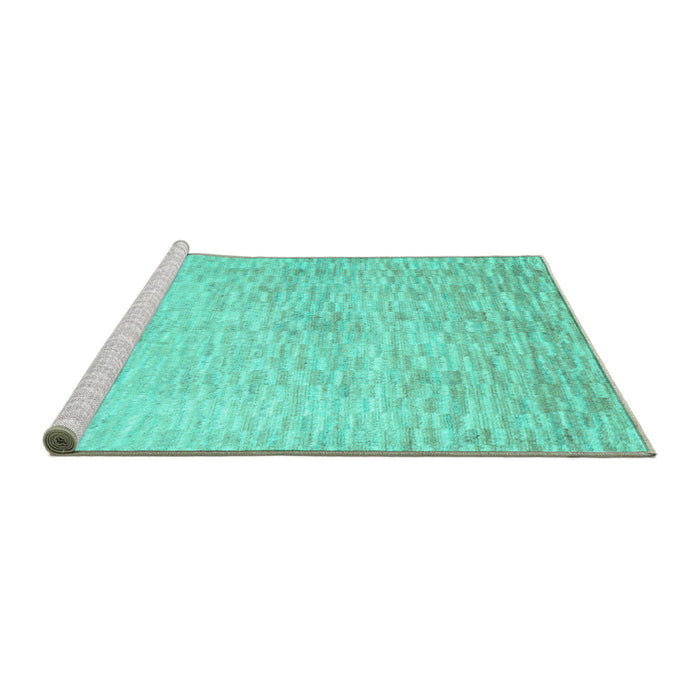 Sideview of Machine Washable Abstract Turquoise Contemporary Area Rugs, wshcon1227turq
