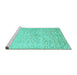 Sideview of Machine Washable Abstract Turquoise Contemporary Area Rugs, wshcon1227turq